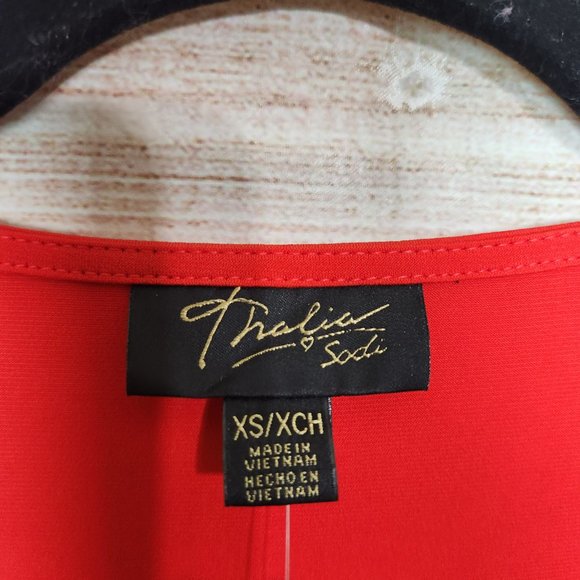 New With Tags Thalia Sodi Women's Size XS Eternal Red Keyhole Blouse 3/4 Sleeves - Picture 8 of 14